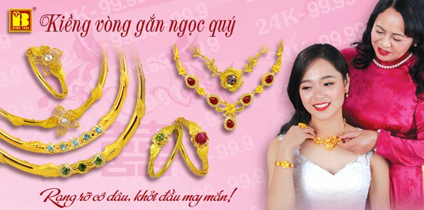 Kiềng vàng đính ngọc quý được ưa chuộng trong mùa cưới năm nay - ảnh 1