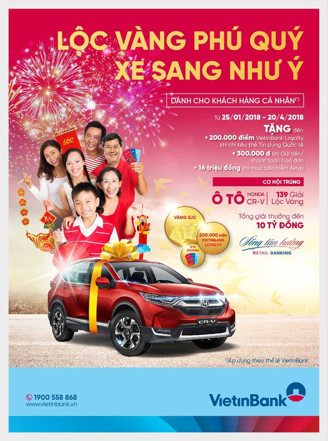 Cơ hội trúng ô tô Honda CR-V và 139 giải Lộc vàng cùng VietinBank - ảnh 1