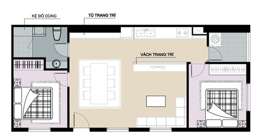Bố trí căn hộ chung cư 73 m2 cho cặp vợ chồng trẻ - ảnh 2