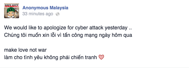 Hacker Malaysia xin lỗi vì đã tấn công hàng chục website VN - ảnh 1