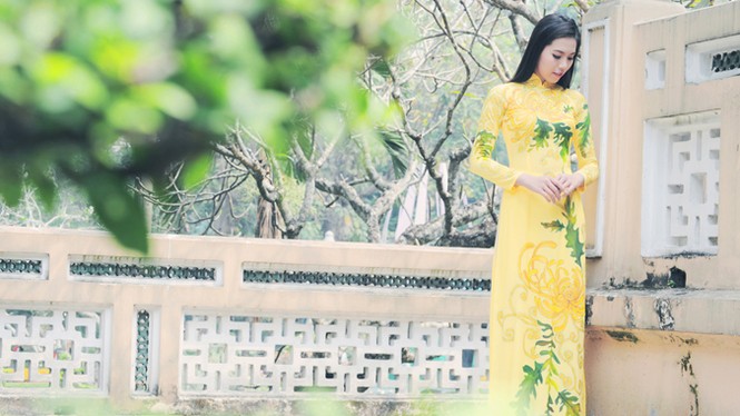 Người đẹp Trúc Mai e ấp áo dài dạo phố xuân - ảnh 16