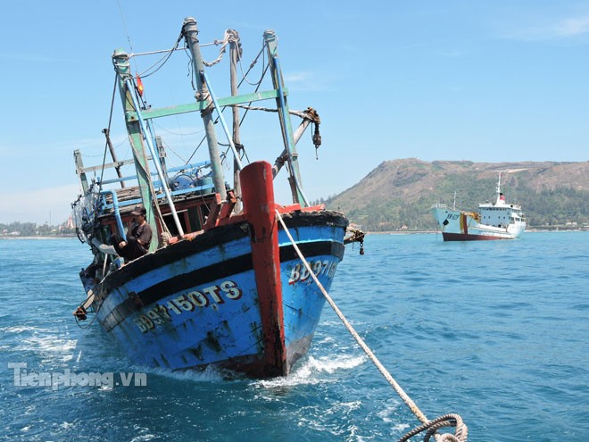 Lai dắt thành công tàu cá bị nạn từ Hoàng Sa trở về - ảnh 1