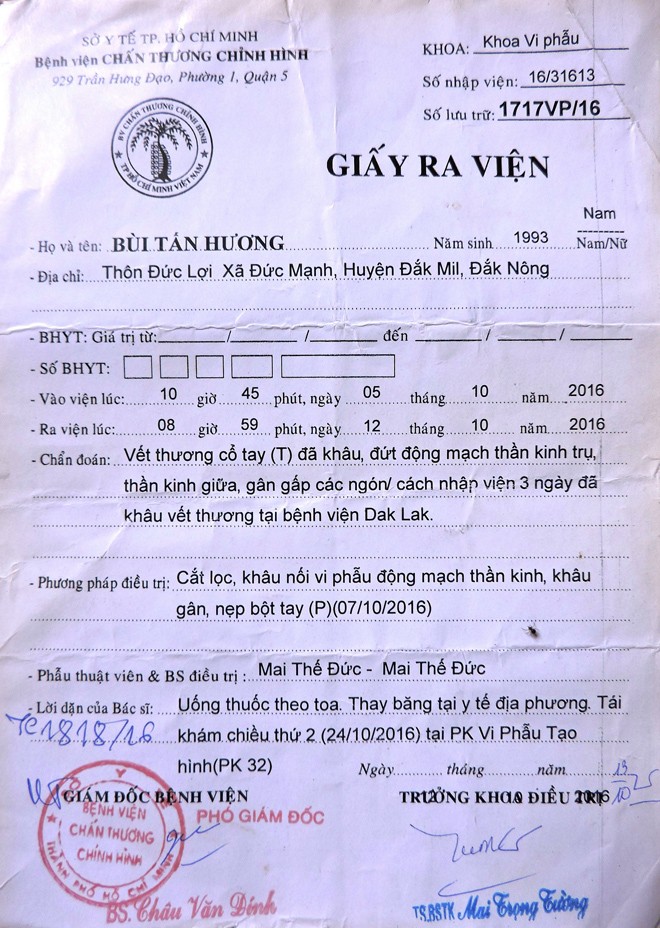 Thanh niên bị chém đứt gân tay… vì bênh em họ - ảnh 1
