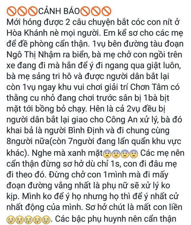 Phạt 12,5 triệu đồng người tung tin 'bắt cóc trẻ em ở Đà Nẵng' - ảnh 1