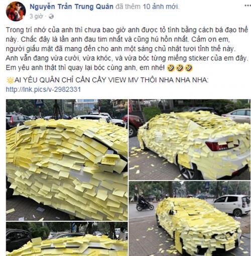 Tìm ra thủ phạm dán giấy kín xe của nam ca sĩ Nguyễn Trần Trung Quân - ảnh 1
