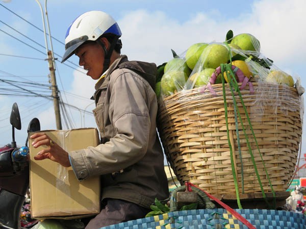 Đi chợ nổi Cà Mau, hoa mắt với trái cây ngày Tết - ảnh 6