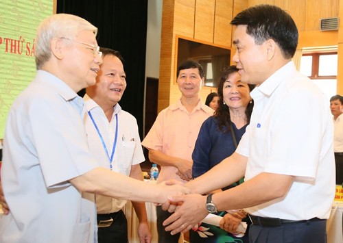 Hình ảnh Tổng Bí thư Nguyễn Phú Trọng tiếp xúc cử tri Hà Nội - ảnh 5