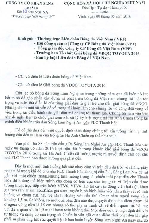 SLNA yêu cầu đuổi vĩnh viễn trọng tài Hà Anh Chiến - ảnh 1