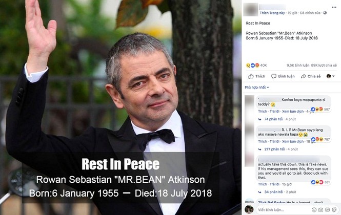 Diễn viên hài Mr. Bean qua đời? - ảnh 1