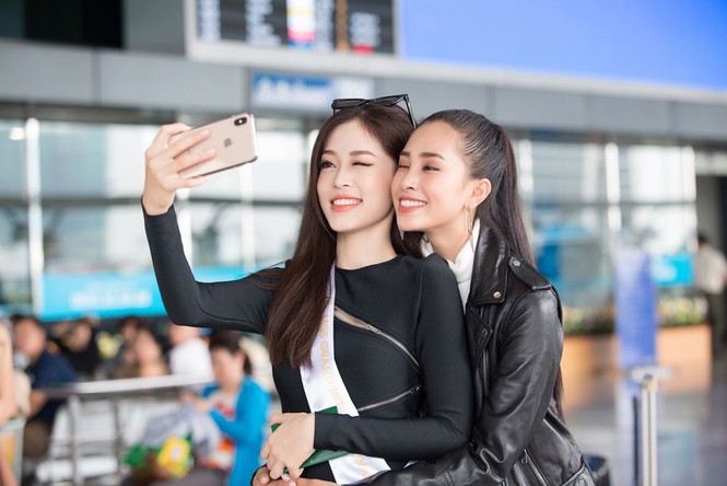 Vừa từ Pháp trở về, Tiểu Vy tiễn Phương Nga lên đường thi quốc tế - ảnh 8