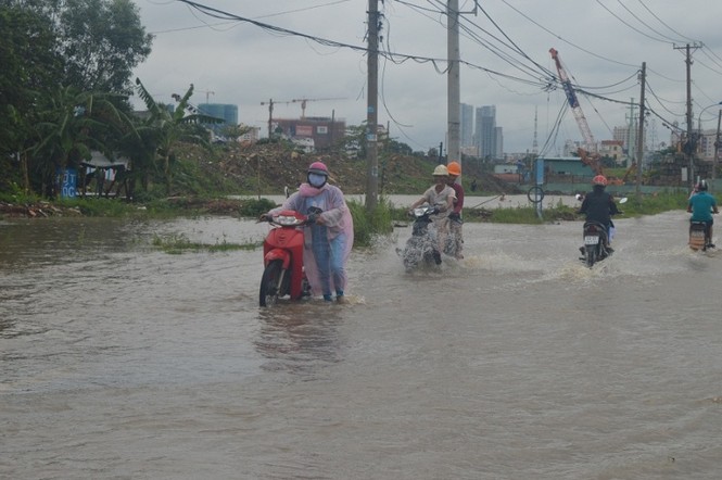 Sài Gòn thành sông, người dân bì bõm lội nước đi làm - ảnh 1