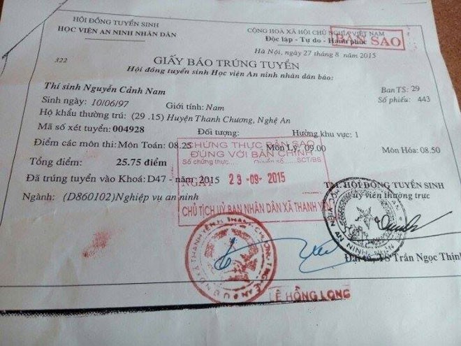 Thêm nam sinh 'dừng bước' ngành công an vì lai lịch gia đình - ảnh 1