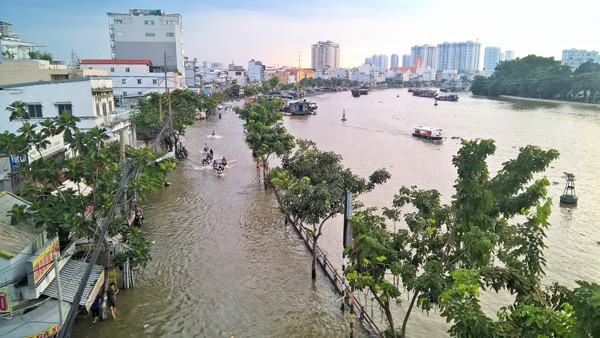 Mưa lớn kết hợp triều cường, đường phố Sài Gòn thành ‘sông’ - ảnh 2