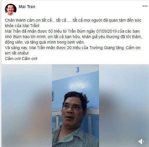Trấn Thành, Trường Giang ủng hộ nghệ sĩ Mai Trần 40 triệu đồng - ảnh 1