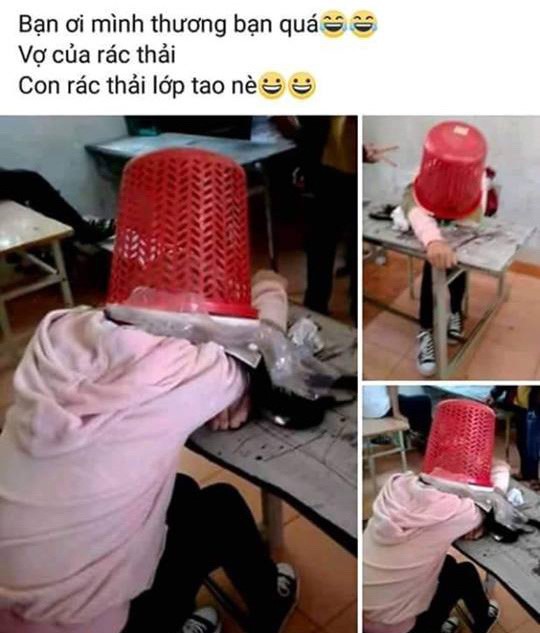 Nữ sinh lớp 7 đăng ảnh úp sọt rác lên đầu bạn để câu like - ảnh 1