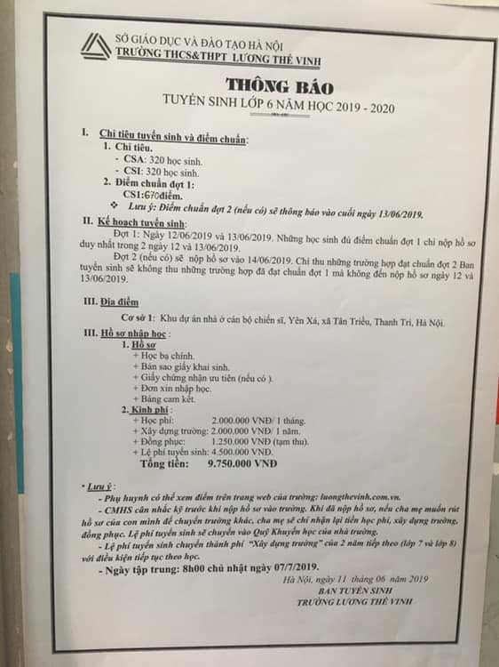Trường Lương Thế Vinh xin lỗi học sinh vì hạ điểm chuẩn do nhầm lẫn - ảnh 2