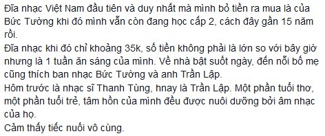 Dân mạng bàng hoàng nghe tin rocker Trần Lập qua đời - ảnh 1