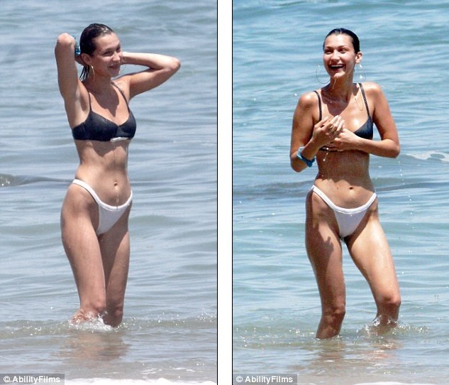 Bella Hadid thả dáng với bikini táo bạo ở Malibu - ảnh 1