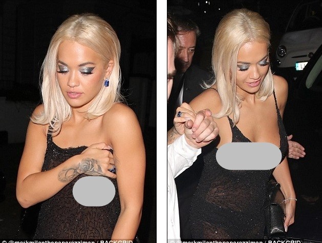 Rita Ora mải giữ váy vì trót mặc xuyên thấu hớ hênh - ảnh 4