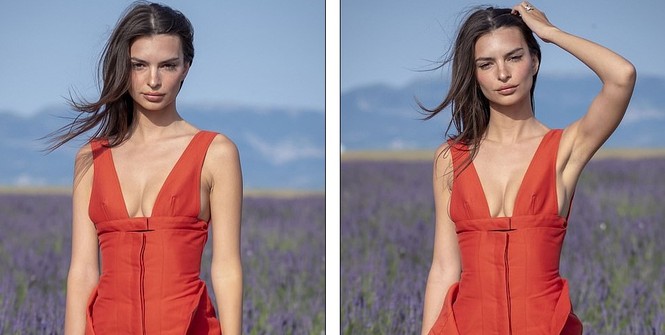 Emily Ratajkowski gợi cảm hút mắt giữa cánh đồng oải hương - ảnh 5