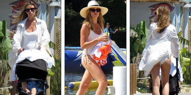 Siêu mẫu Anh Abbey Clancy đẹp như mộng chỉ sau 6 tuần sinh con - ảnh 1