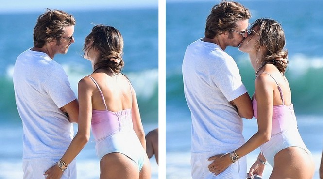 'Nữ thần áo tắm' Alessandra Ambrosio tình tứ hôn bạn trai trên biển - ảnh 4