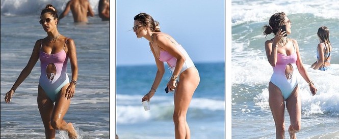'Nữ thần áo tắm' Alessandra Ambrosio tình tứ hôn bạn trai trên biển - ảnh 7