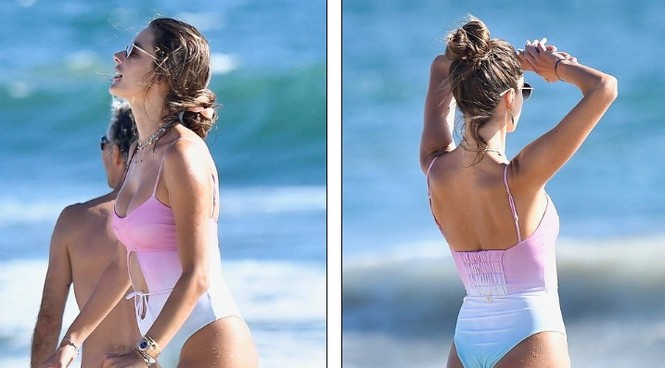 'Nữ thần áo tắm' Alessandra Ambrosio tình tứ hôn bạn trai trên biển - ảnh 2