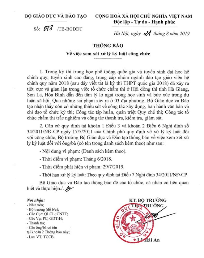 Nhiều lãnh đạo Vụ, Cục, Thanh tra Bộ Giáo dục bị xem xét kỷ luật - ảnh 1