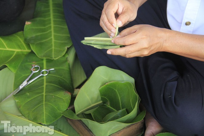 Cận cảnh bánh chưng gói bằng lá bàng vuông ở Trường Sa - ảnh 2