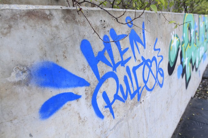Vẽ graffiti tự phát trên đường trăm tỷ ở Hà Nội - ảnh 3