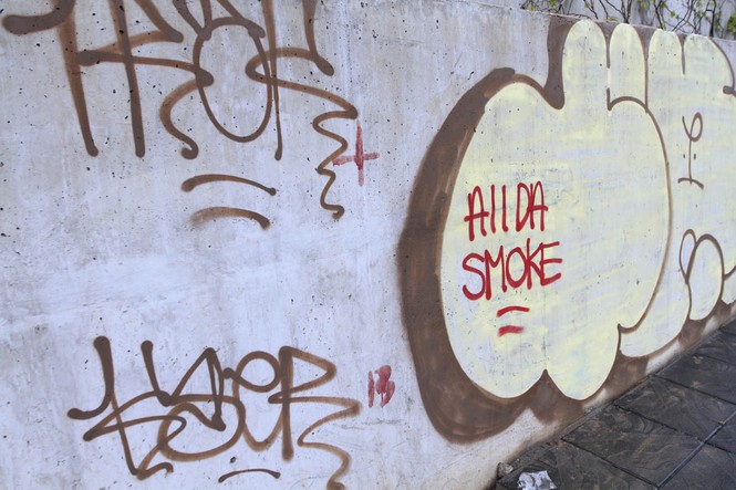 Vẽ graffiti tự phát trên đường trăm tỷ ở Hà Nội - ảnh 7