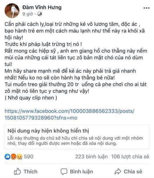 Facebook Đàm Vĩnh Hưng kích động bạo lực, vi phạm pháp luật cần bị xử lý - ảnh 2
