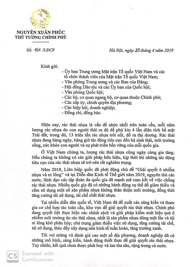 Thủ tướng gửi thư ngỏ chung tay hành động chống rác thải nhựa - ảnh 1
