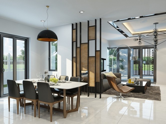 Nội thất biệt thự song lập 3 tầng sang trọng gần 300m2 - ảnh 2