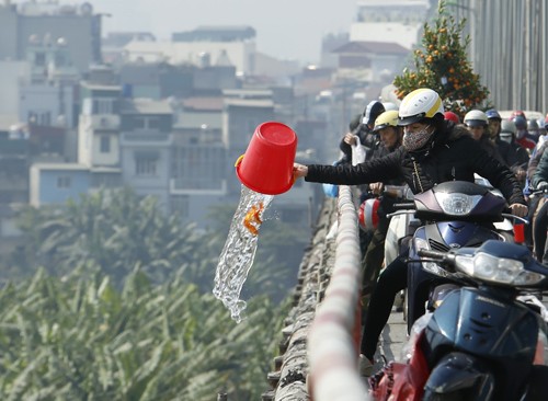 Người Hà Nội thả cá chép đỏ tiễn ông Táo về trời - ảnh 3