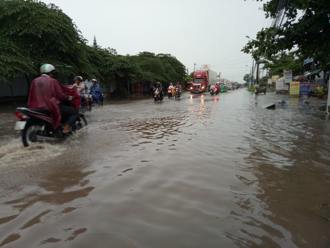 Đường phố Cần Thơ thành 'sông' sau cơn mưa trút nước - ảnh 2