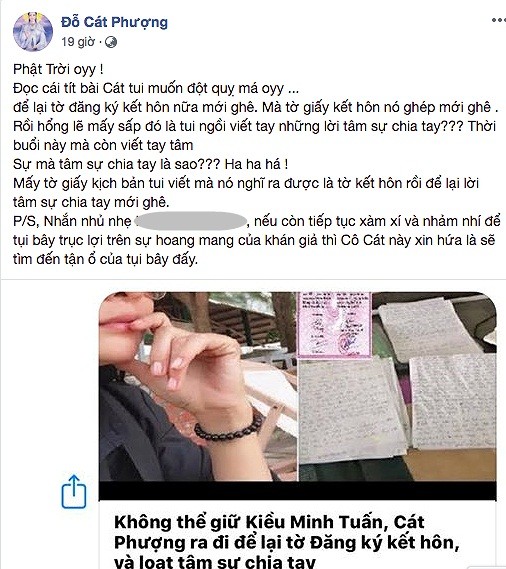 Cát Phượng ‘nóng mắt’ muốn tìm ‘đến tận ổ’ kẻ tung tin đồn chia tay - ảnh 1