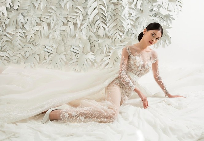 Sau khi công khai bạn trai, Á hậu Thuỳ Dung gợi cảm với váy cưới xuyên thấu - ảnh 5