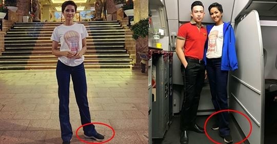 Mặc sành điệu nhưng H'Hen Niê lại đi dép tổ ong 'huyền thoại' lên máy bay - ảnh 4