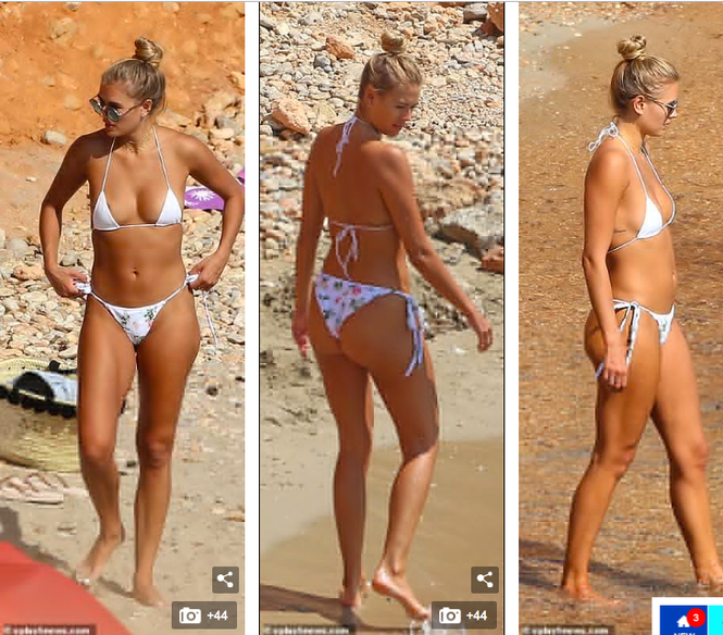Sao truyền hình Anh quá nóng bỏng với bikini bé xíu, tình tứ bạn trai trên biển - ảnh 1
