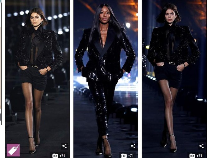 Con gái Cindy Crawford để ngực trần catwalk cùng 'báo đen' Naomi Campbell - ảnh 1