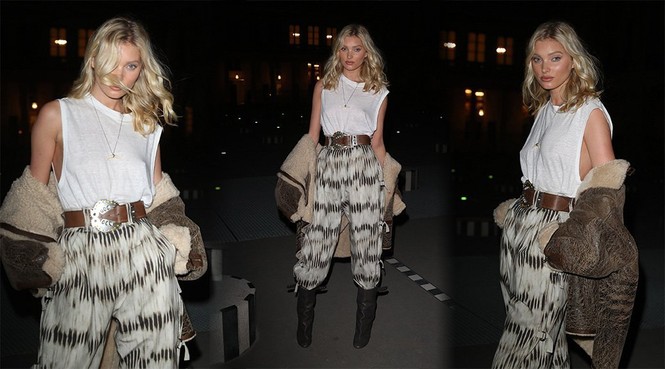 Mẫu nội y Elsa Hosk 'thả rông' vòng 1 với áo mỏng tang đi sự kiện - ảnh 1