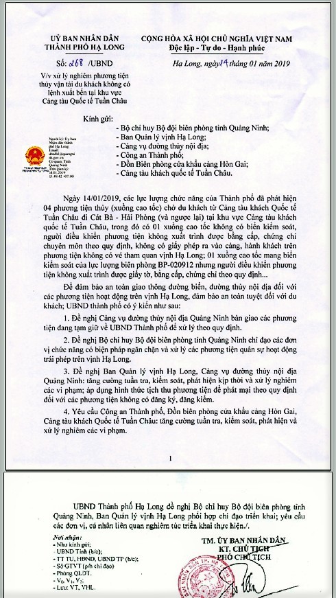 Xuồng mang BKS Biên phòng tham gia chở khách “chui” trên vịnh Hạ Long - ảnh 1