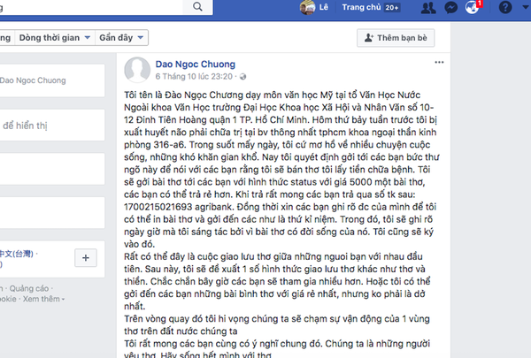 Rao bán thơ để “chữa bệnh” - ảnh 1