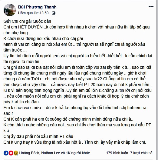 Bị người chị thân nói cặp kè trai để kiếm tiền, Phương Thanh nói gì? - ảnh 1