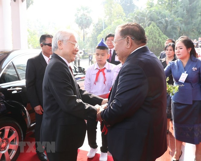 Hình ảnh lễ đón và hội đàm giữa lãnh đạo hai nước Việt Nam-Lào - ảnh 5
