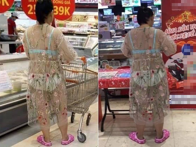 Trang phục như đi biển ở siêu thị, người phụ nữ bị chỉ trích về 'văn hoá ăn mặc' - ảnh 1