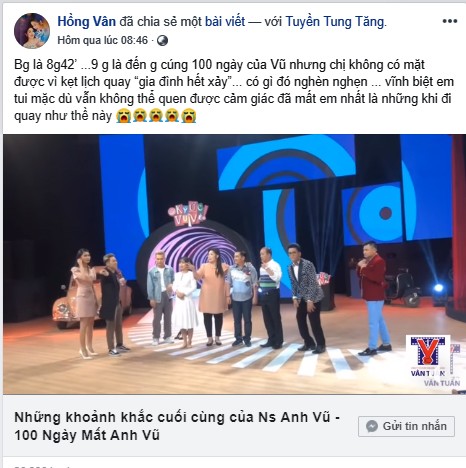 NSND Hồng Vân làm điều xúc động nhân 100 ngày mất nghệ sĩ Anh Vũ - ảnh 1