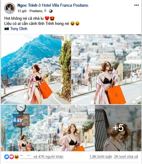 Ngọc Trinh lại nhận 'mưa gạch đá' khi mặc bikini thả dáng sexy trên phố ở Ý - ảnh 1